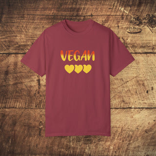 Vegan Hearts Garment-Dyed T-shirt Printify