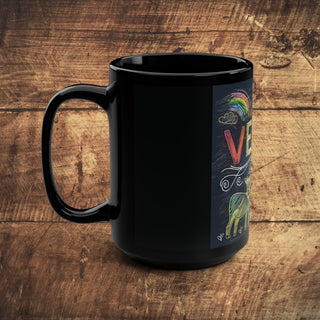 Vegan Rainbows Black Mug, 15oz