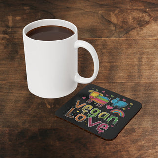 Vegan Love Cork Back Coaster Printify