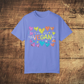 Vegan Hearts Garment-Dyed T-shirt Printify