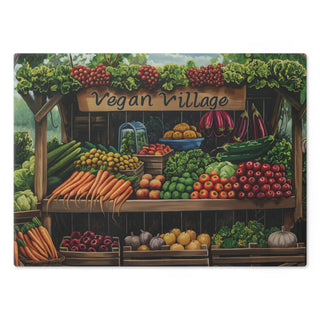 Vegan Village Tempered Glass Cutting Board Printify