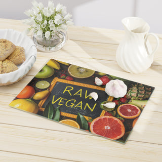 Raw Vegan Tempered Glass Cutting Board Printify