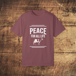 Peace For All Life Garment-Dyed T-shirt Printify