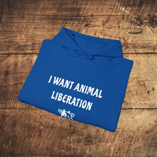 I Want Animal Liberation Heavy Blend™ Hooded Sweatshirt Printify