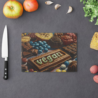 Vegan Chocolate Tempered Glass Cutting Board Printify