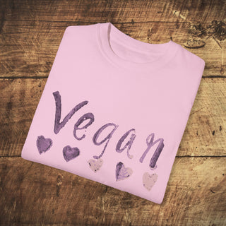 Vegan Hearts Garment-Dyed T-shirt Printify