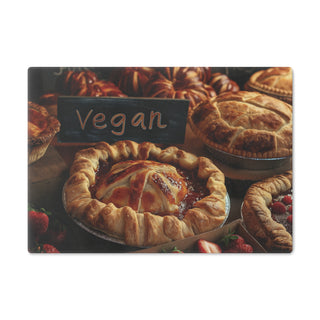 Vegan Pie Tempered Glass Cutting Board Printify