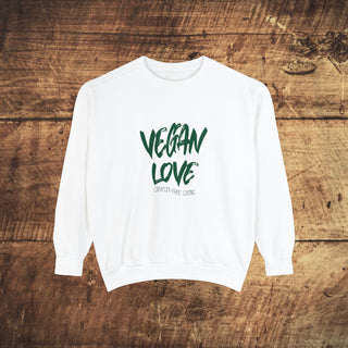 Vegan Love Garment-Dyed Sweatshirt Printify