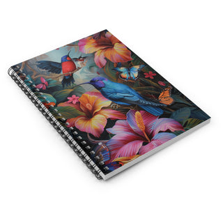 Birds and Butterflies Spiral Notebook - Ruled Line Printify