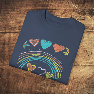 Vegan Hearts Garment-Dyed T-shirt Printify