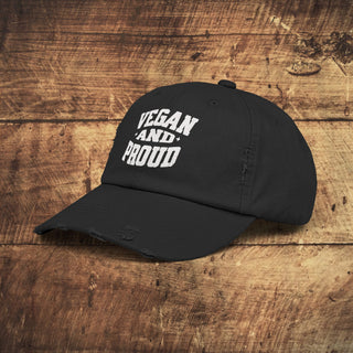 Vegan And Proud Unisex Distressed Cap Printify