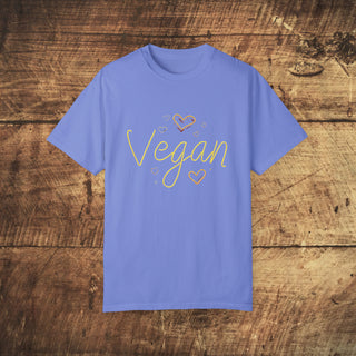 Vegan Hearts Garment-Dyed T-shirt Printify