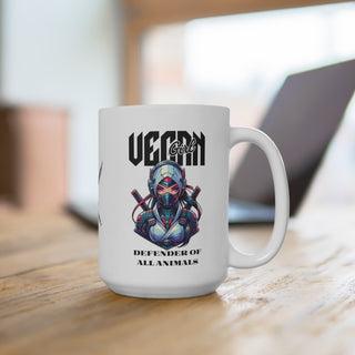 Vegan Girl Warrior Mug 15oz Printify