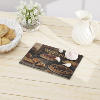 Vegan Pies Tempered Glass Cutting Board Printify