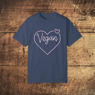 Vegan Heart Garment-Dyed T-shirt Printify