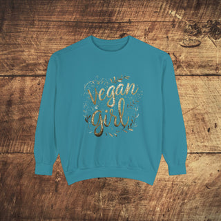 Vegan Girl Garment-Dyed Sweatshirt Printify