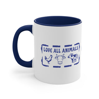 Love All Animals Accent Coffee Mug, 11oz Printify