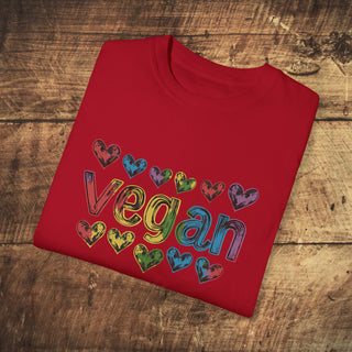 Vegan Hearts Garment-Dyed T-shirt Printify