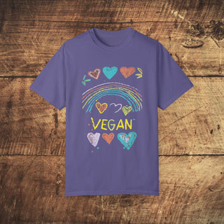 Vegan Hearts Garment-Dyed T-shirt Printify