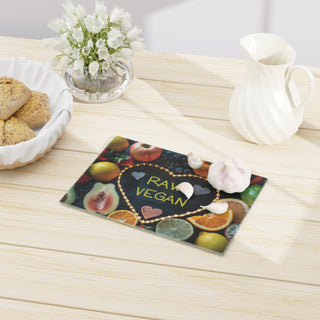 Raw Vegan Tempered Glass Cutting Board Printify