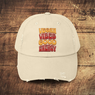 Vegan Vibes Unisex Distressed Cap Printify