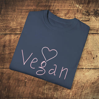Vegan Heart Garment-Dyed T-shirt Printify