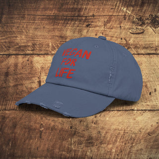 Vegan For Life Unisex Distressed Cap Printify