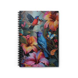 Birds and Butterflies Spiral Notebook - Ruled Line Printify