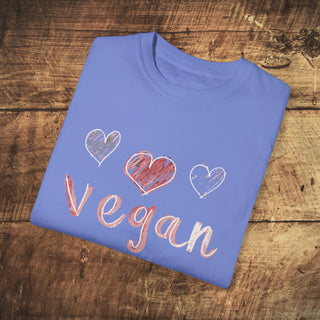 Vegan Hearts Garment-Dyed T-shirt Printify