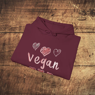 Vegan Hearts Heavy Blend™ Hooded Sweatshirt Printify