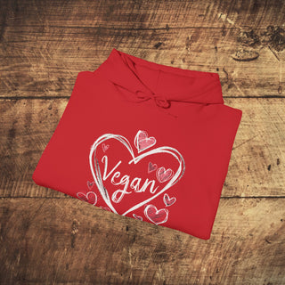 Vegan Hearts Heavy Blend™ Hooded Sweatshirt Printify