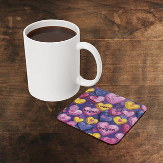 Vegan Hearts Cork Back Coaster Printify