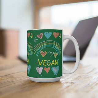 Vegan Hearts Coffee Mug 15oz