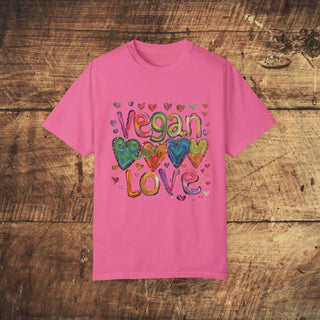 Vegan Love Garment-Dyed T-shirt Printify