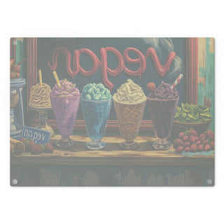 Vegan Ice Cream Tempered Glass Cutting Board Printify