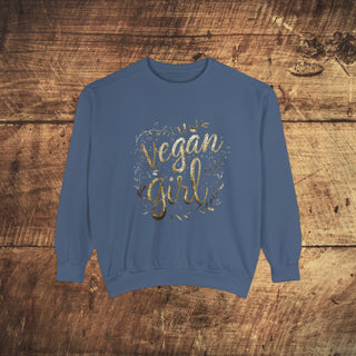 Vegan Girl Garment-Dyed Sweatshirt Printify