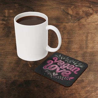 Vegan Love Cork Back Coaster Printify