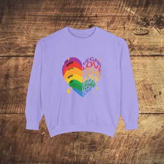 Vegan Love Garment-Dyed Sweatshirt Printify