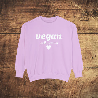 Vegan For The Animals Garment-Dyed Sweatshirt Printify