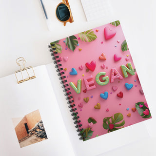 Vegan Hearts Spiral Notebook - Ruled Line