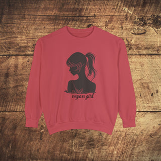 Vegan Girl Garment-Dyed Sweatshirt Printify