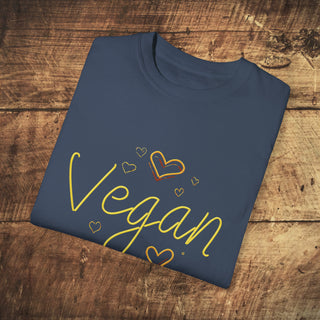 Vegan Hearts Garment-Dyed T-shirt Printify