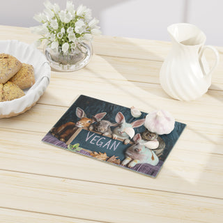 Vegan Bunnies Tempered Glass Cutting Board Printify