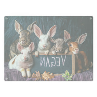 Vegan Bunnies Tempered Glass Cutting Board Printify