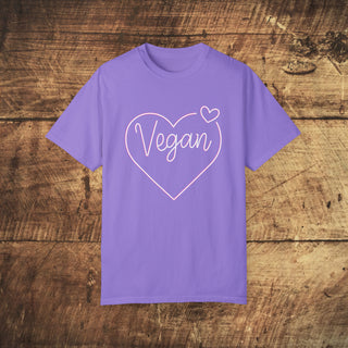 Vegan Heart Garment-Dyed T-shirt Printify