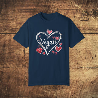 Vegan Hearts Garment-Dyed T-shirt Printify