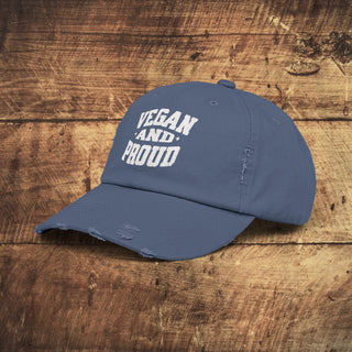 Vegan And Proud Unisex Distressed Cap Printify