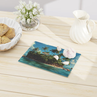 Vegan Island Tempered Glass Cutting Board Printify