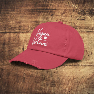 Vegan Virtues Unisex Distressed Cap Printify