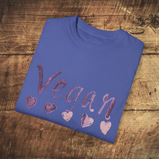 Vegan Hearts Garment-Dyed T-shirt Printify